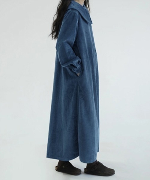 ONEP STAR(ワンピスター)の「コーデュロイロングワンピース(ワンピース・レディース・ブルー・MEDIUM/LARGE/X-LARGE)」の4枚目の写真