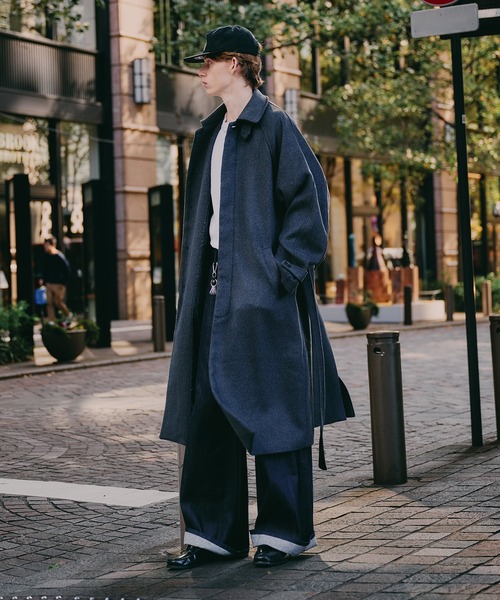 美品◇lacquer&C◇バルマカーンコート◇M-L◇ネイビー◇ロロピアーナ セール】wool balmacaan long coat / ウールバルマカーンロングコート