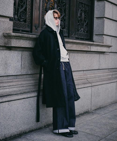Regen Glanz(レーゲングランツ)の「wool balmacaan long coat / ウールバルマカーンロングコート(ステンカラーコート・メンズ・ブラック/グレー・MEDIUM/SMALL/LARGE)」の17枚目の写真
