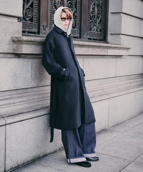 wool balmacaan long coat / ウールバルマカーンロングコート（ステン