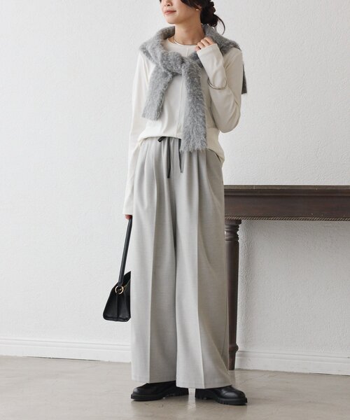 RIVE DROITE（リヴドロワ）の「【MYSELFbyRD（マイセルフバイリヴドロワ）】RELAX SLACKS（スラックス・レディース・ライトグレー/チャコールグレー・38/36）」の9枚目の写真