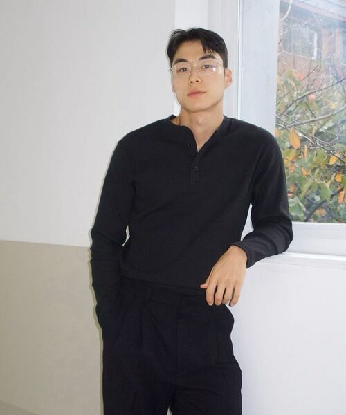 BOWLOW PRODUCT（バウロープロダクト）の「パターンレギュラーヘンリネックニットティー[チャコール]（Tシャツ/カットソー・メンズ・その他・MEDIUM/LARGE/X-LARGE）」の11枚目の写真