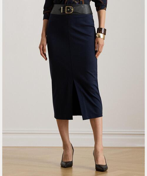 LAUREN RALPH LAUREN(ローレン ラルフ ローレン)の「バックルトリム ポンチ ペンシル ミディ スカート(スカート・レディース・ネイビー系1・2/0/00/4/6)」の6枚目の写真