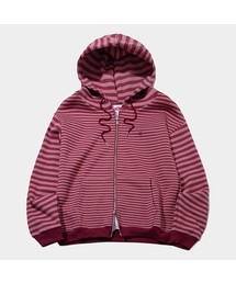 SOME PLACE（サムプレイス）の「ツートンストライプ刺繍プリンティジフードジップアップジャケット _ 3COLOR（パーカー）」