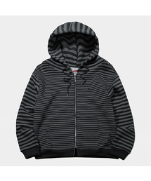 SOME PLACE（サムプレイス）の「Two-tone stripe embroidery print hooded zip-up jacket _ 3COLOR（パーカー）」