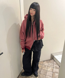 SOME PLACE（サムプレイス）の「ツートンストライプ刺繍プリンティジフードジップアップジャケット _ 3COLOR（パーカー）」