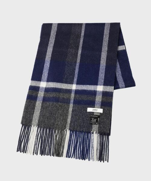 TAKEO KIKUCHI（タケオキクチ）の「チェックカシミヤマフラー（マフラー・メンズ・オレンジ系6/ネイビー系1/ワイン系1/ブラック系1/ブルー系6・00）」の2枚目の写真