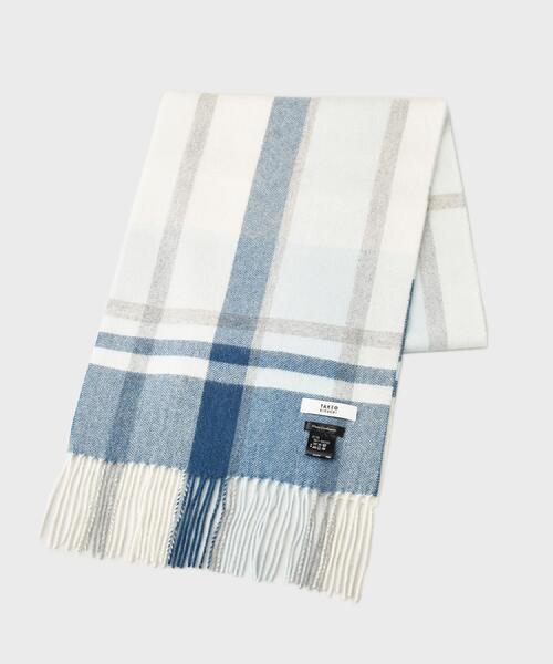 TAKEO KIKUCHI（タケオキクチ）の「チェックカシミヤマフラー（マフラー・メンズ・オレンジ系6/ネイビー系1/ワイン系1/ブラック系1/ブルー系6・00）」の3枚目の写真