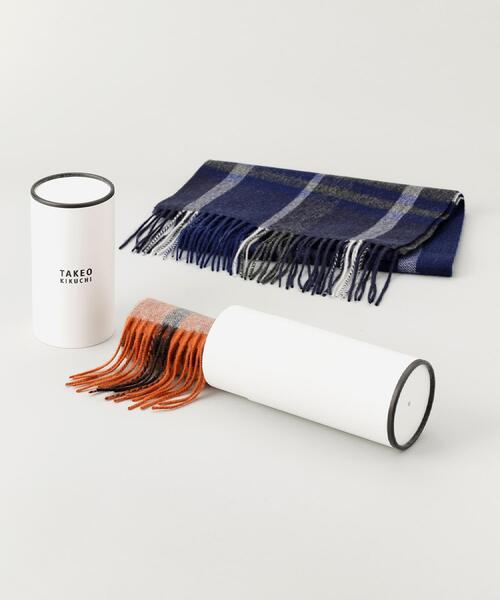 TAKEO KIKUCHI（タケオキクチ）の「チェックカシミヤマフラー（マフラー・メンズ・オレンジ系6/ネイビー系1/ワイン系1/ブラック系1/ブルー系6・00）」の22枚目の写真