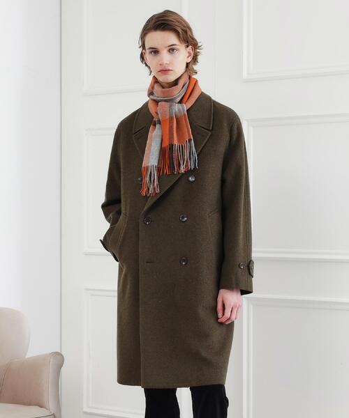 TAKEO KIKUCHI（タケオキクチ）の「チェックカシミヤマフラー（マフラー・メンズ・オレンジ系6/ネイビー系1/ワイン系1/ブラック系1/ブルー系6・00）」の7枚目の写真