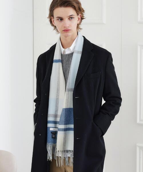 TAKEO KIKUCHI（タケオキクチ）の「チェックカシミヤマフラー（マフラー・メンズ・オレンジ系6/ネイビー系1/ワイン系1/ブラック系1/ブルー系6・00）」の10枚目の写真