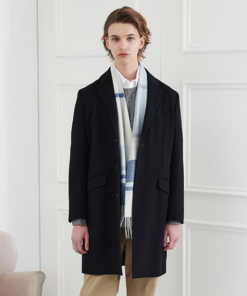 TAKEO KIKUCHI（タケオキクチ）の「チェックカシミヤマフラー（マフラー・メンズ・オレンジ系6/ネイビー系1/ワイン系1/ブラック系1/ブルー系6・00）」の11枚目の写真