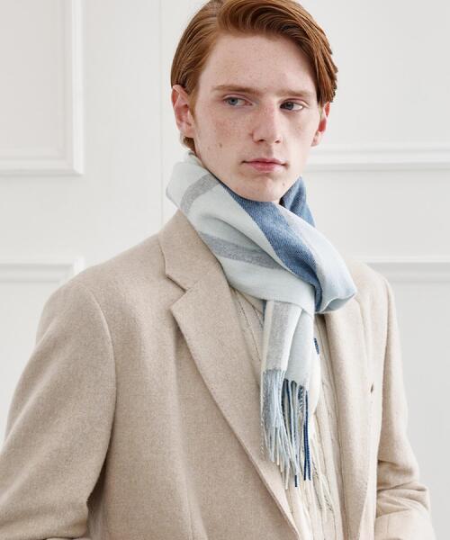 TAKEO KIKUCHI（タケオキクチ）の「チェックカシミヤマフラー（マフラー・メンズ・オレンジ系6/ネイビー系1/ワイン系1/ブラック系1/ブルー系6・00）」の12枚目の写真