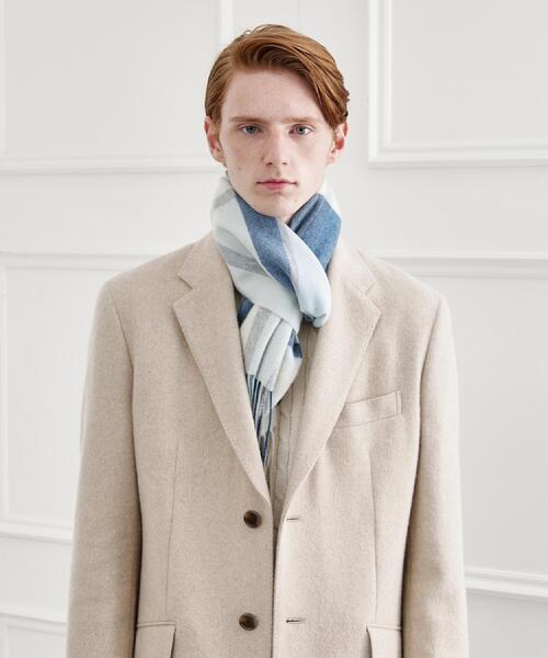 TAKEO KIKUCHI（タケオキクチ）の「チェックカシミヤマフラー（マフラー・メンズ・オレンジ系6/ネイビー系1/ワイン系1/ブラック系1/ブルー系6・00）」の13枚目の写真