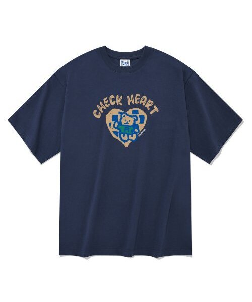 RADINEO(ラディネオ)の「チェックハート 半袖Tシャツ ネイビー(Tシャツ/カットソー・メンズ・その他・LARGE/MEDIUM/SMALL/X-LARGE)」の1枚目の写真