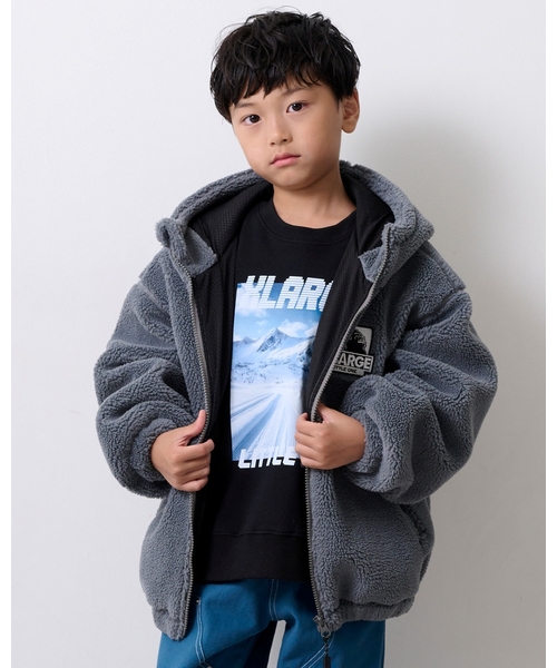 XLARGE KIDS（エクストララージキッズ）の「OGボアブルゾン（ブルゾン・キッズ・グレー/ブルー/ブラック・120cm/90cm/100cm/140cm/130cm/110cm）」の3枚目の写真
