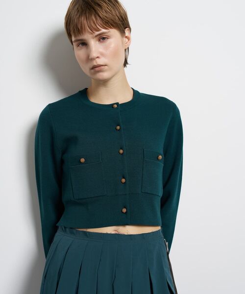 LANVIN en Bleu(ランバンオンブルー)の「ダブルフェイスショートカーディガン(カーディガン/ボレロ・レディース・グリーン/イエロー/ブラック/オフホワイト・38)」の8枚目の写真