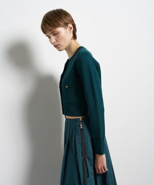 LANVIN en Bleu(ランバンオンブルー)の「ダブルフェイスショートカーディガン(カーディガン/ボレロ・レディース・グリーン/イエロー/ブラック/オフホワイト・38)」の9枚目の写真