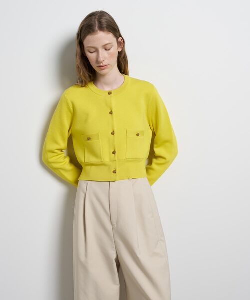 LANVIN en Bleu(ランバンオンブルー)の「ダブルフェイスショートカーディガン(カーディガン/ボレロ・レディース・グリーン/イエロー/ブラック/オフホワイト・38)」の15枚目の写真