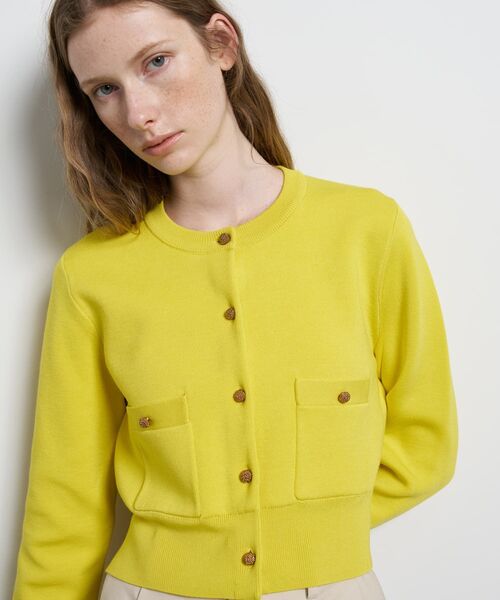 LANVIN en Bleu(ランバンオンブルー)の「ダブルフェイスショートカーディガン(カーディガン/ボレロ・レディース・グリーン/イエロー/ブラック/オフホワイト・38)」の17枚目の写真