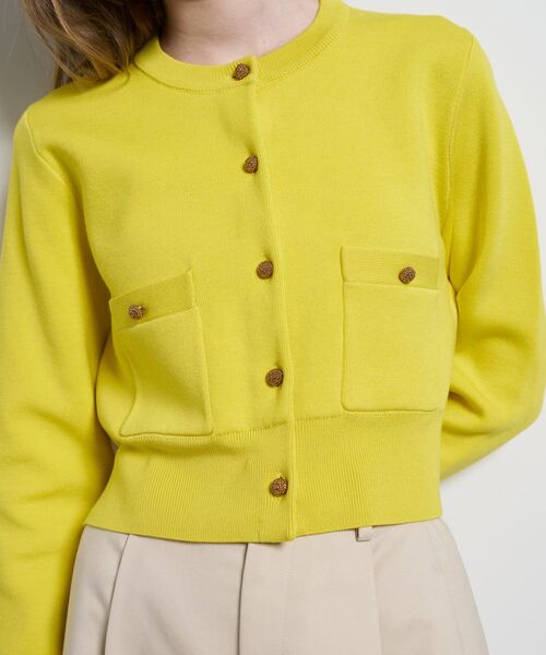 LANVIN en Bleu(ランバンオンブルー)の「ダブルフェイスショートカーディガン(カーディガン/ボレロ・レディース・グリーン/イエロー/ブラック/オフホワイト・38)」の18枚目の写真
