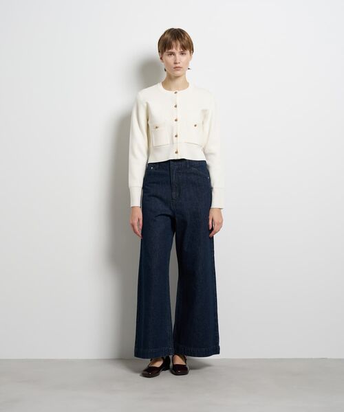 LANVIN en Bleu(ランバンオンブルー)の「ダブルフェイスショートカーディガン(カーディガン/ボレロ・レディース・グリーン/イエロー/ブラック/オフホワイト・38)」の19枚目の写真