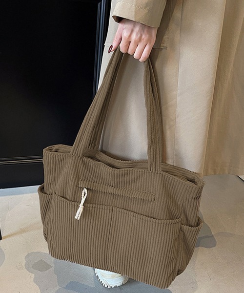 Miniministore（ミニミニストア）の「コーデュロイ トートバッグ 大容量カバン（トートバッグ・レディース・カーキ/アイボリー/ブラック/ブラウン・FREE）」の13枚目の写真
