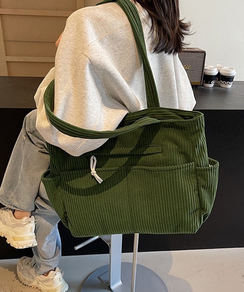 Miniministore（ミニミニストア）の「コーデュロイ トートバッグ 大容量カバン（トートバッグ・レディース・カーキ/アイボリー/ブラック/ブラウン・FREE）」の14枚目の写真