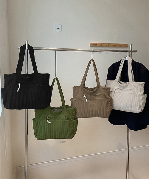 Miniministore（ミニミニストア）の「コーデュロイ トートバッグ 大容量カバン（トートバッグ・レディース・カーキ/アイボリー/ブラック/ブラウン・FREE）」の17枚目の写真