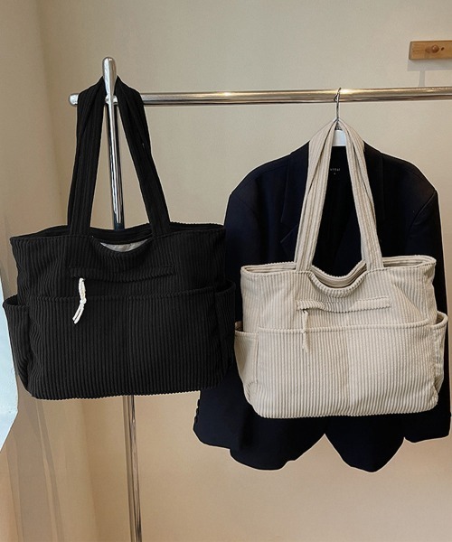 Miniministore（ミニミニストア）の「コーデュロイ トートバッグ 大容量カバン（トートバッグ・レディース・カーキ/アイボリー/ブラック/ブラウン・FREE）」の18枚目の写真