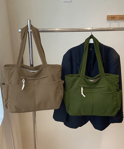 Miniministore（ミニミニストア）の「コーデュロイ トートバッグ 大容量カバン（トートバッグ・レディース・カーキ/アイボリー/ブラック/ブラウン・FREE）」の19枚目の写真