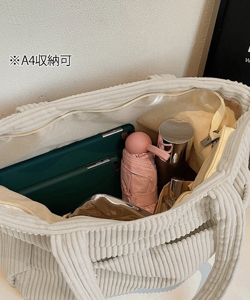 Miniministore（ミニミニストア）の「コーデュロイ トートバッグ 大容量カバン（トートバッグ・レディース・カーキ/アイボリー/ブラック/ブラウン・FREE）」の20枚目の写真
