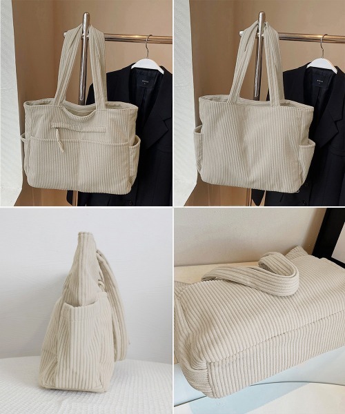 Miniministore（ミニミニストア）の「コーデュロイ トートバッグ 大容量カバン（トートバッグ・レディース・カーキ/アイボリー/ブラック/ブラウン・FREE）」の22枚目の写真