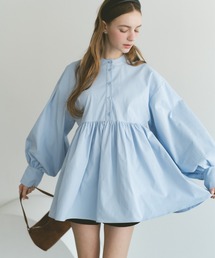 Auntie Rosa（アンティローザ）の「ギャザーボリューム2WAYチュニック ミニワンピース（シャツワンピース）」