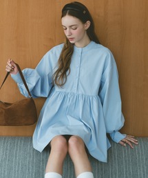 Auntie Rosa（アンティローザ）の「ギャザーボリューム2WAYチュニック ミニワンピース（シャツワンピース）」