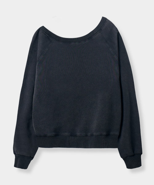 EUGGEN(ユジェン)の「オフショルダー フェードウォッシング スウェットTシャツ_ピグメントチャコール(スウェット・レディース・その他・MEDIUM)」の3枚目の写真