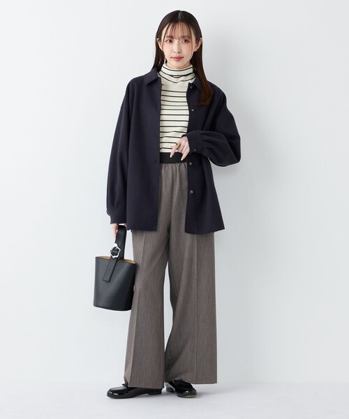 SHIPS Colors(シップス カラーズ)の「SHIPS Colors:〈手洗い可能〉TR ストレート ゴム パンツ2◇(その他パンツ・レディース・グレー/ネイビー・SMALL/MEDIUM)」の6枚目の写真