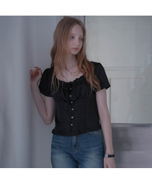 Silky Frill Blouse [Black]
