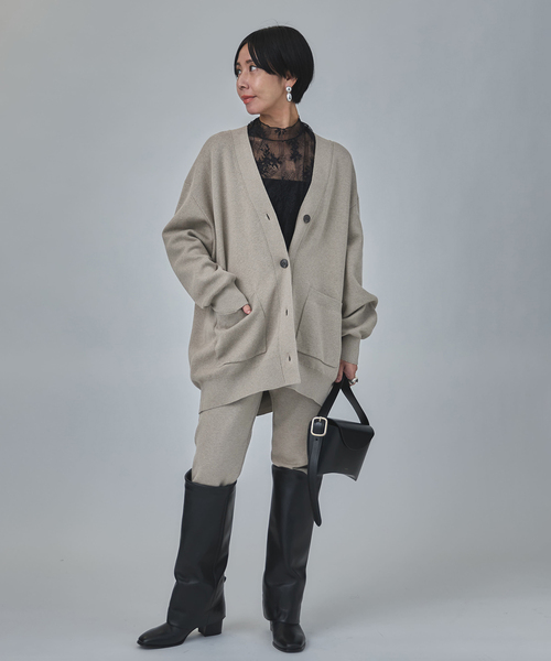 VERMEIL par iena(ヴェルメイユパーイエナ)の「コットンカシミヤ WジャガードVネックカーディガン(カーディガン/ボレロ・レディース・ネイビー/ライトグレー・FREE)」の9枚目の写真