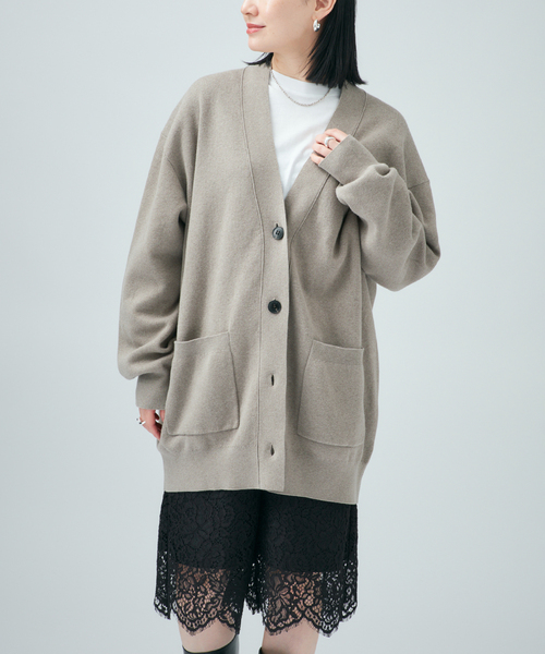 VERMEIL par iena(ヴェルメイユパーイエナ)の「コットンカシミヤ WジャガードVネックカーディガン(カーディガン/ボレロ・レディース・ネイビー/ライトグレー・FREE)」の11枚目の写真