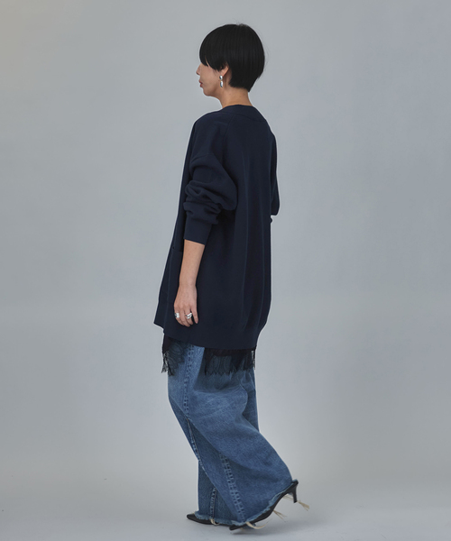 VERMEIL par iena(ヴェルメイユパーイエナ)の「コットンカシミヤ WジャガードVネックカーディガン(カーディガン/ボレロ・レディース・ネイビー/ライトグレー・FREE)」の20枚目の写真