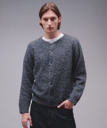 Brushed mix crewneck knit cardigan / ブラッシュドミックスクルーネックニットカーディガン