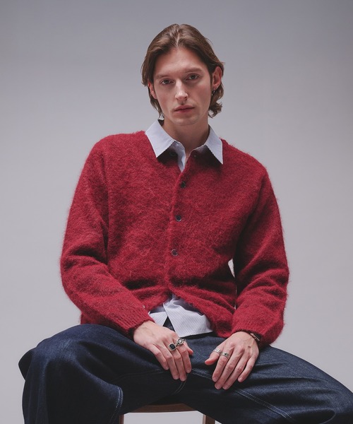 Regen Glanz(レーゲングランツ)の「Brushed mix crewneck knit cardigan / ブラッシュドミックスクルーネックニットカーディガン(カーディガン/ボレロ・メンズ・チャコールグレー/ワインレッド・SMALL/MEDIUM/LARGE)」の22枚目の写真