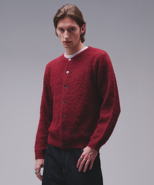 Regen Glanz(レーゲングランツ)の「Brushed mix crewneck knit cardigan / ブラッシュドミックスクルーネックニットカーディガン(カーディガン/ボレロ・メンズ・チャコールグレー/ワインレッド・SMALL/MEDIUM/LARGE)」の21枚目の写真