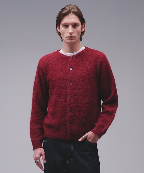 Regen Glanz(レーゲングランツ)の「Brushed mix crewneck knit cardigan / ブラッシュドミックスクルーネックニットカーディガン(カーディガン/ボレロ・メンズ・チャコールグレー/ワインレッド・SMALL/MEDIUM/LARGE)」の20枚目の写真