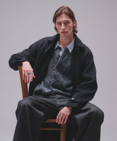 Regen Glanz(レーゲングランツ)の「Brushed mix crewneck knit cardigan / ブラッシュドミックスクルーネックニットカーディガン(カーディガン/ボレロ・メンズ・チャコールグレー/ワインレッド・SMALL/MEDIUM/LARGE)」の10枚目の写真