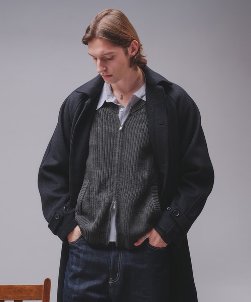 Regen Glanz(レーゲングランツ)の「Brushed mix crewneck knit cardigan / ブラッシュドミックスクルーネックニットカーディガン(カーディガン/ボレロ・メンズ・チャコールグレー/ワインレッド・SMALL/MEDIUM/LARGE)」の8枚目の写真