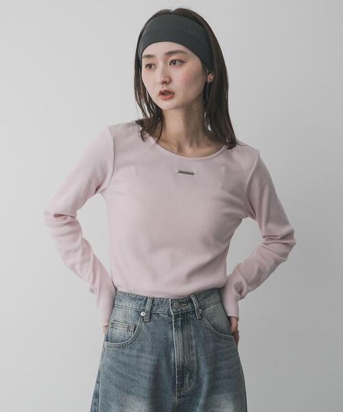 SENSE OF PLACE by URBAN RESEARCH(センスオブプレイスバイアーバンリサーチ)の「プレートツキバレエネックトップ(Tシャツ/カットソー・レディース・オフホワイト/チャコールグレー/グレー/ピンク・ONE)」の12枚目の写真