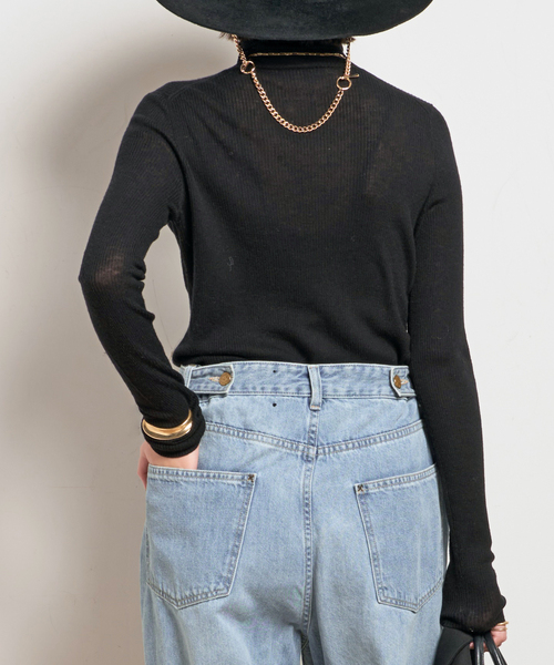 AP STUDIO（エーピーストゥディオ）の「ウールシルクタートルネックニット（ニット/セーター・レディース・ブラック/チョコ・FREE）」の21枚目の写真