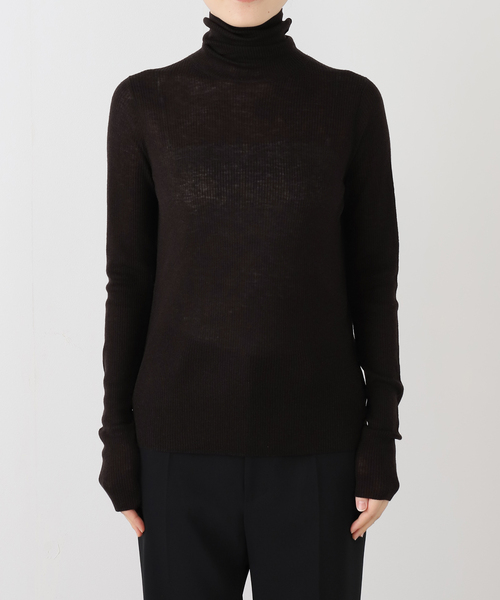 AP STUDIO（エーピーストゥディオ）の「ウールシルクタートルネックニット（ニット/セーター・レディース・ブラック/チョコ・FREE）」の3枚目の写真